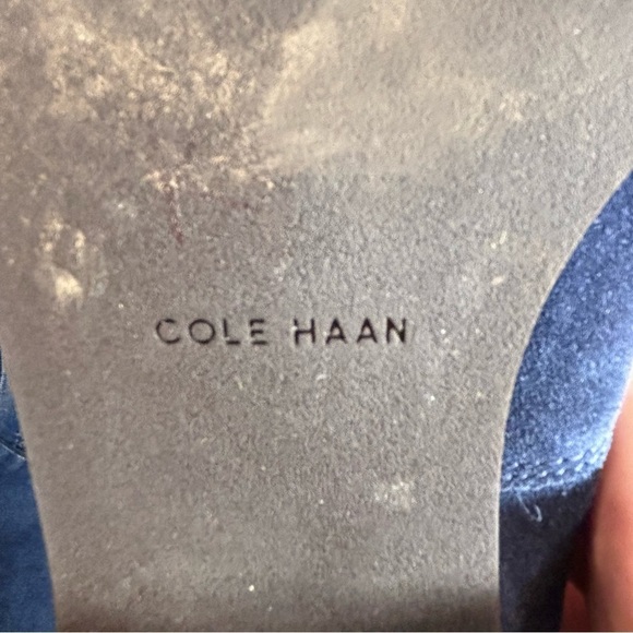 COLE HAAN Sz 10.5B Grand øs Suede Pull On Stacked Heel Almond Toe Ankle Boots - Picture 10 of 11